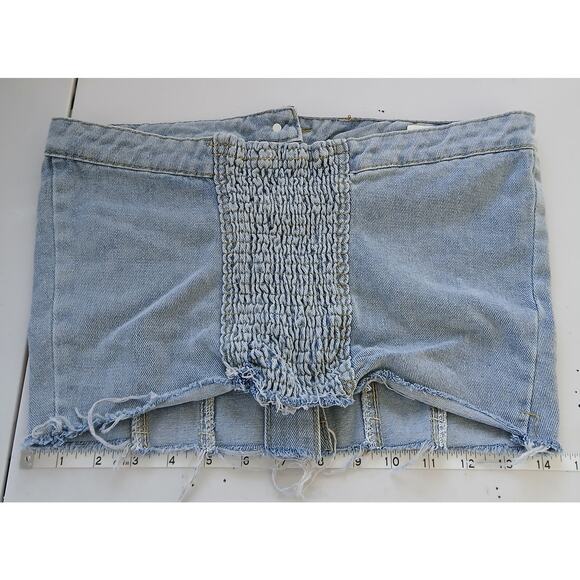 Jeans Y2K Denim Corset Crop Top Womens SM Britney Spears 90s Distressed Western - Picture 7 of 9